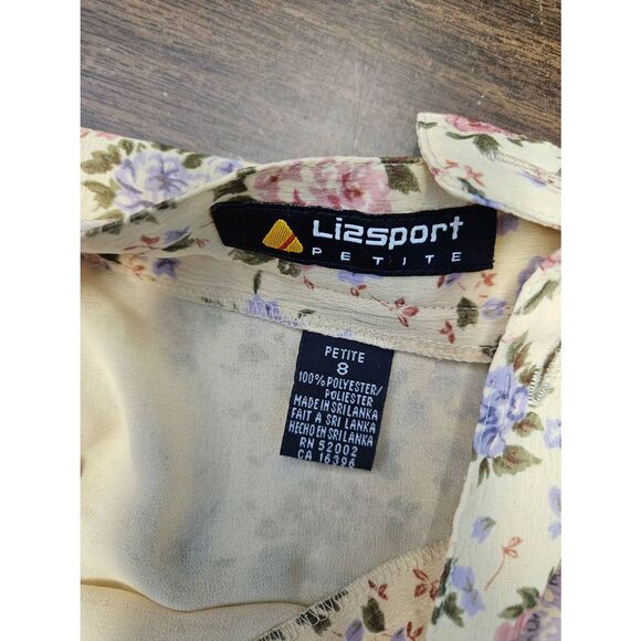Liz Sport Vintage 90's Sheer Floral Maxi Skirt Shirt Set Size 8P - Picture 9 of 11